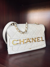 Load image into Gallery viewer, Chanel White Calfskin Enchained Flap medium on chain