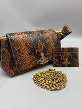 Load image into Gallery viewer, Vivienne Westwood Hazel Medium Shoulder Bag in embossed snake leather with matching wallet