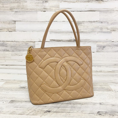 Chanel Caviar Medallion beige tote