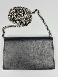 Gucci Black leather Super mini Dionysus crossbody on chain