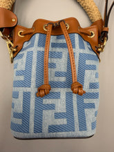 Load image into Gallery viewer, Fendi Tresor FF logo denim bucket bag with strap