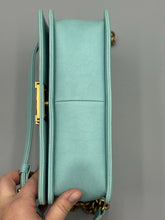 Load image into Gallery viewer, Chanel Tiffany Blue Caviar Medium Boy on chain