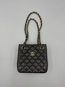 Chanel 22S Caviar Quilted Black Mini Bucket Crossbody Bag