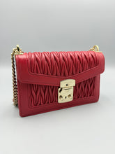 Load image into Gallery viewer, Miu Miu Confidential quilted red bag on chain