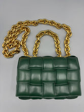 Load image into Gallery viewer, Bottega Veneta Lambskin Maxi Intreccio Padded Chain Cassette Crossbody Bag Racing Green