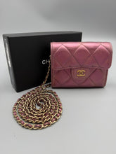 Load image into Gallery viewer, Chanel Purple Iridescent Card Wallet with chain
