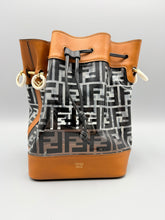 Load image into Gallery viewer, Fendi TPU FF Vitello Aura F is Fendi Grande Mon Tresor Bucket Bag with strap