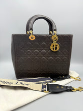 Load image into Gallery viewer, Christian Dior Brown Lady Dior Calfskin Large with Dior strap