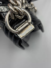 Load image into Gallery viewer, Chanel Small Chevron glitter black patent chain bag