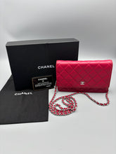 Load image into Gallery viewer, Chanel CC Fuschia Lambskin Wallet on Chain crossbody