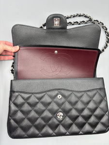 Chanel Double Flap Jumbo caviar with silver hardware