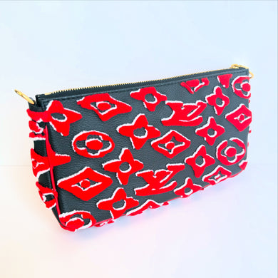 Louis Vuitton x URS Fisher Pochette tufted monogram black and red with strap