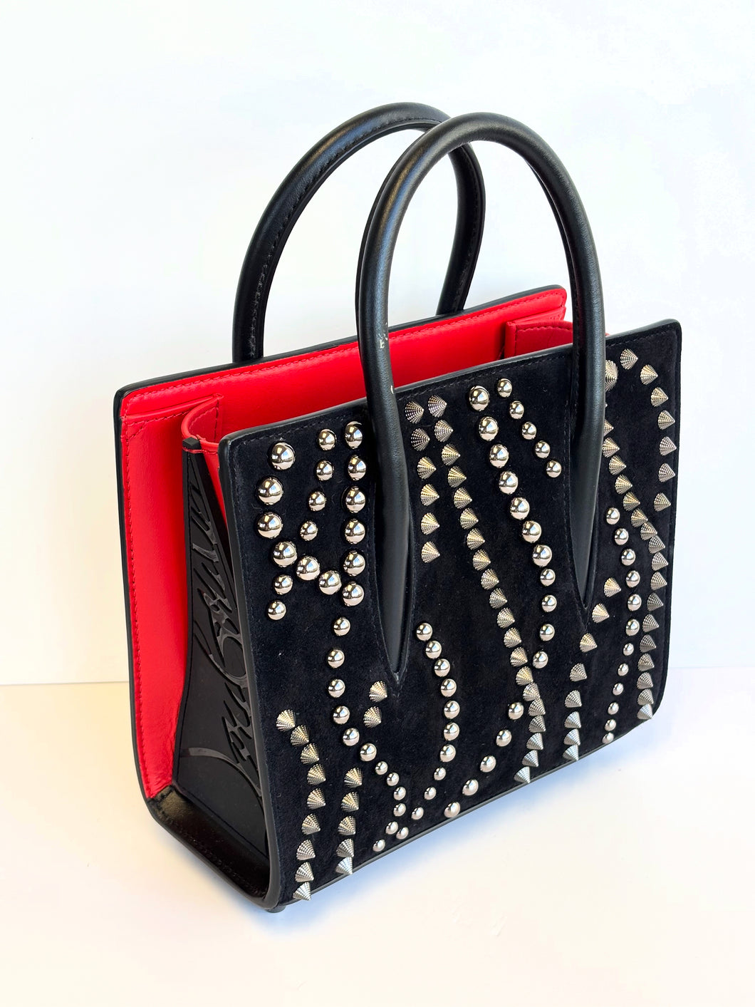 Christian Louboutin Mini Paloma Suede Embellished tote with strap