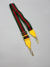 Load image into Gallery viewer, Gucci Striped Guitar strap with yellow- adjustable