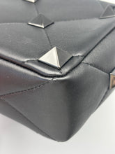 Load image into Gallery viewer, Valentino Nappa Monochrome Medium Roman Stud Shoulder Bag Black on black