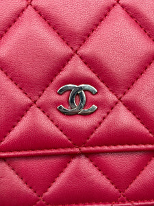 Chanel CC Fuschia Lambskin Wallet on Chain crossbody