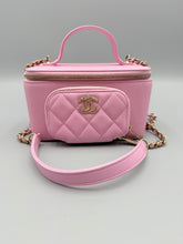 Load image into Gallery viewer, Chanel Small Pink Caviar Business Affinity Top Handle Vanity Case with Chain