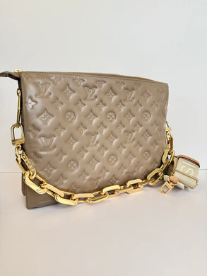 Louis Vuitton Coussin MM taupe monogram with straps