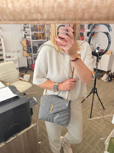 Load image into Gallery viewer, Saint Laurent Small LouLou Matelasse on chain marine canvas striped