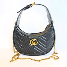 Load image into Gallery viewer, Gucci Black Marmont Half Moon crossbody on chain