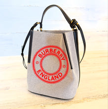Load image into Gallery viewer, Burberry London canvas bucket bag with strap