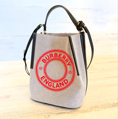Burberry London canvas bucket bag with strap