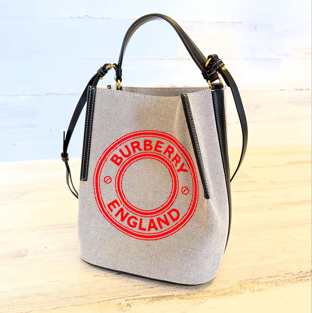 Burberry London canvas bucket bag with strap