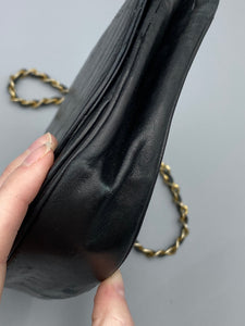 Chanel Vintage Classic Half Moon Lambskin Leather Shoulder Bag