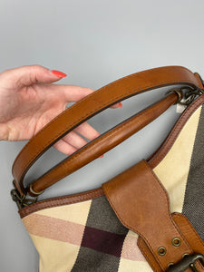 Burberry Multicolor Canvas and Leather MAega Check hobo with strap