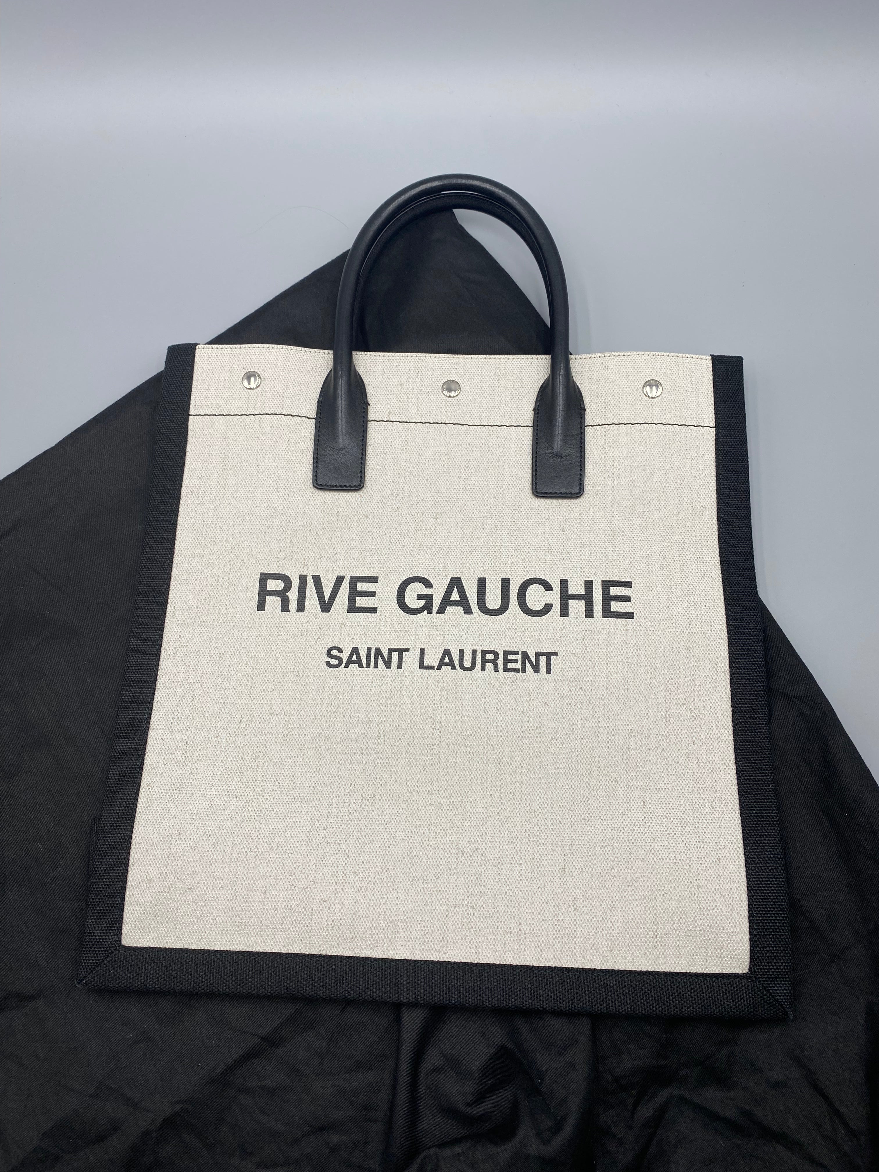 Saint Laurent Beige and Brown Rive Gauche North/South Tote Saint Laurent