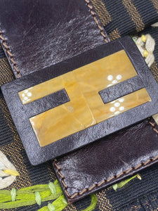 Rare Fendi Floral Embroidered Baguette Zucchino shoulder bag