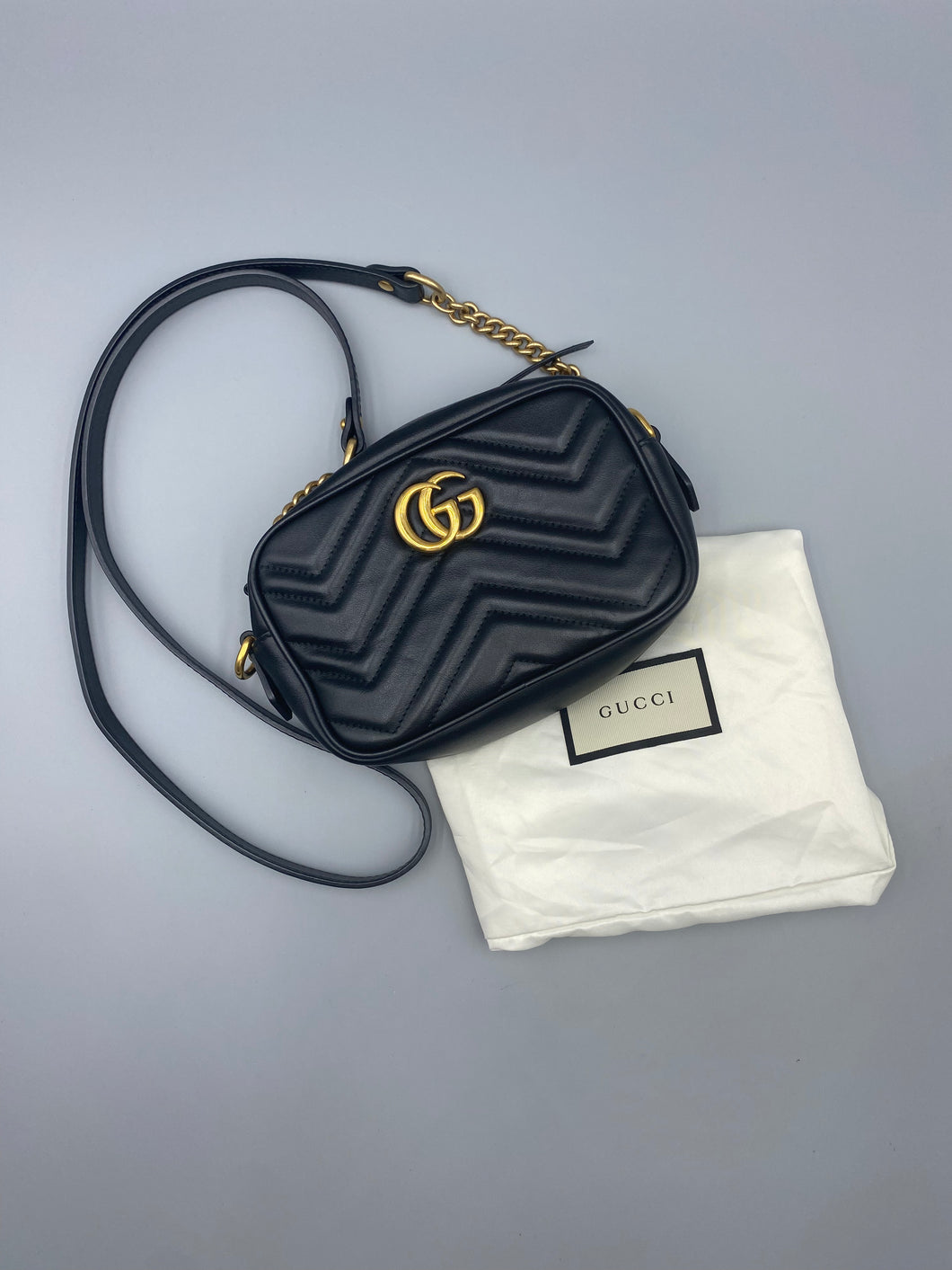Gucci Black Camera mini marmont crossbody bag