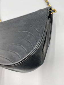 Chanel Vintage Classic Half Moon Lambskin Leather Shoulder Bag