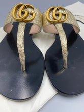 Load image into Gallery viewer, Gucci Marmont thong metallic laminate sandals - size 36
