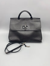 Load image into Gallery viewer, Gucci Black Leather Bamboo Daily Top Handle Bag with strap