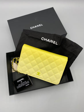 Chanel Classic Ombre Yellow Lambskin wallet on chain